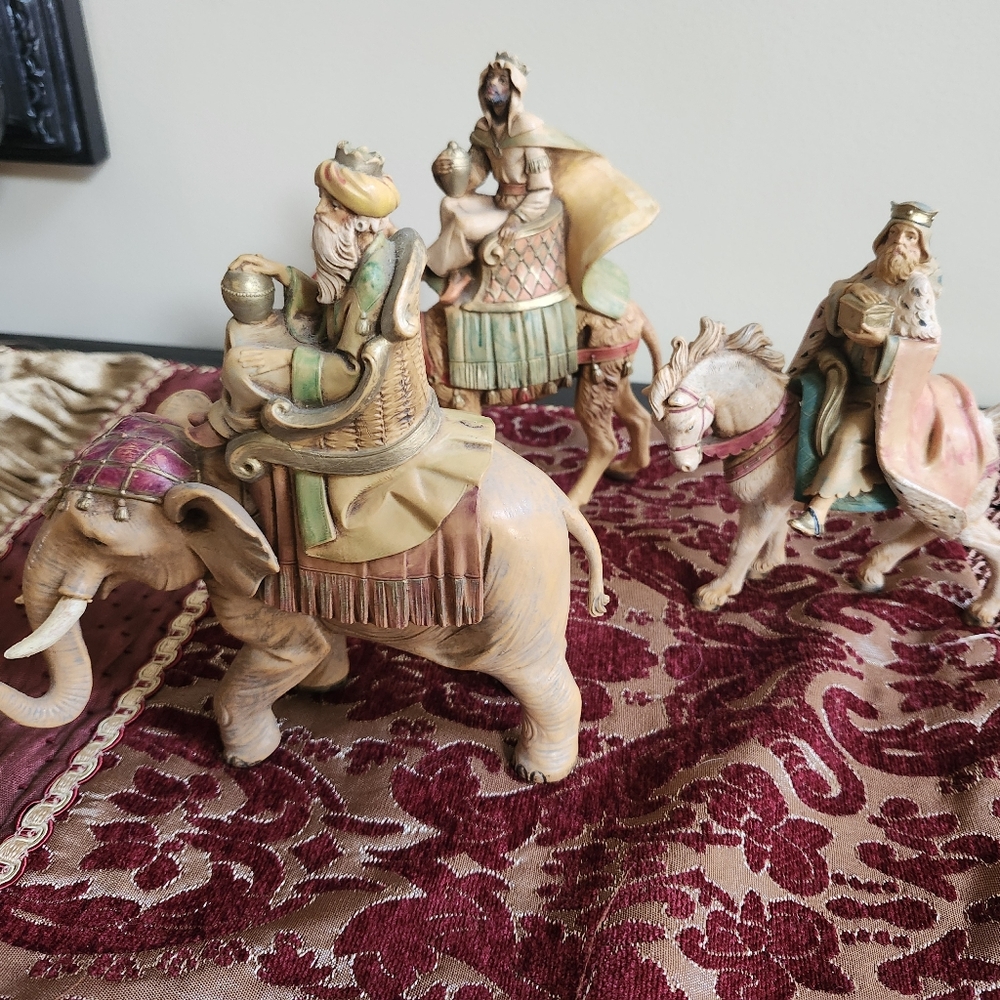 Vintage Fontanini Christmas Nativity Collectibles- 3 Wise Men On Animals 1990s
